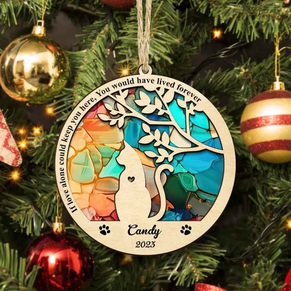 Personalised Cat Memorial Suncatcher - Pet Loss Sympathy Ornament