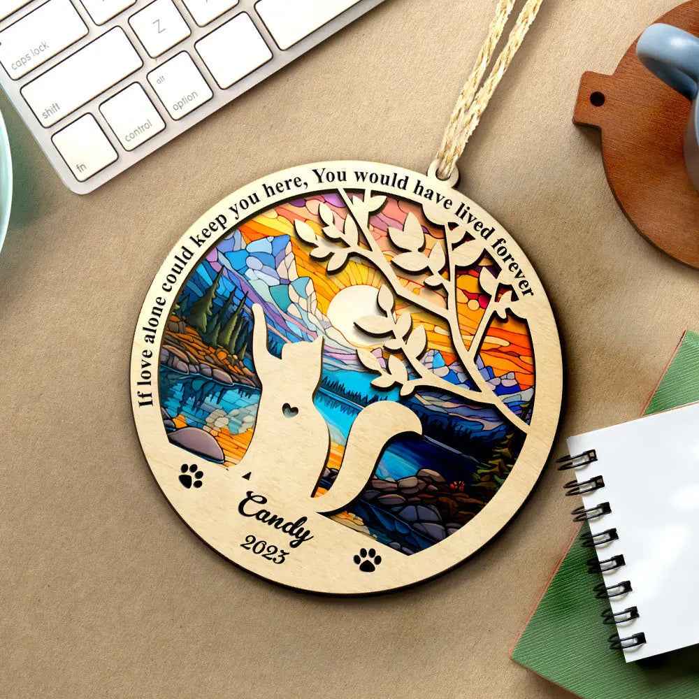 Personalised Cat Memorial Suncatcher - Pet Loss Sympathy Ornament