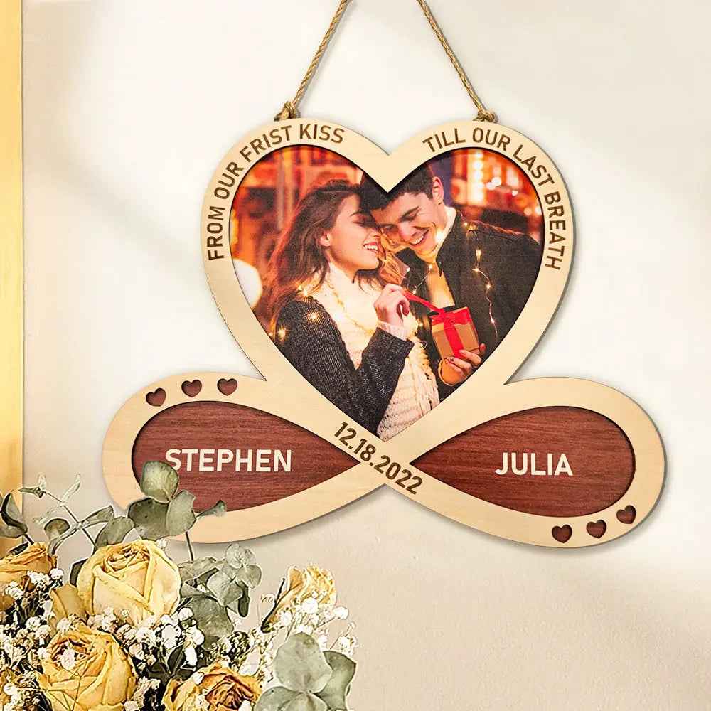 Personalised Heart Infinity Wooden Sign Hanging Wall Decor, Couples Gift, Customised Gift, Valentines Day Gift, Memorial Gift