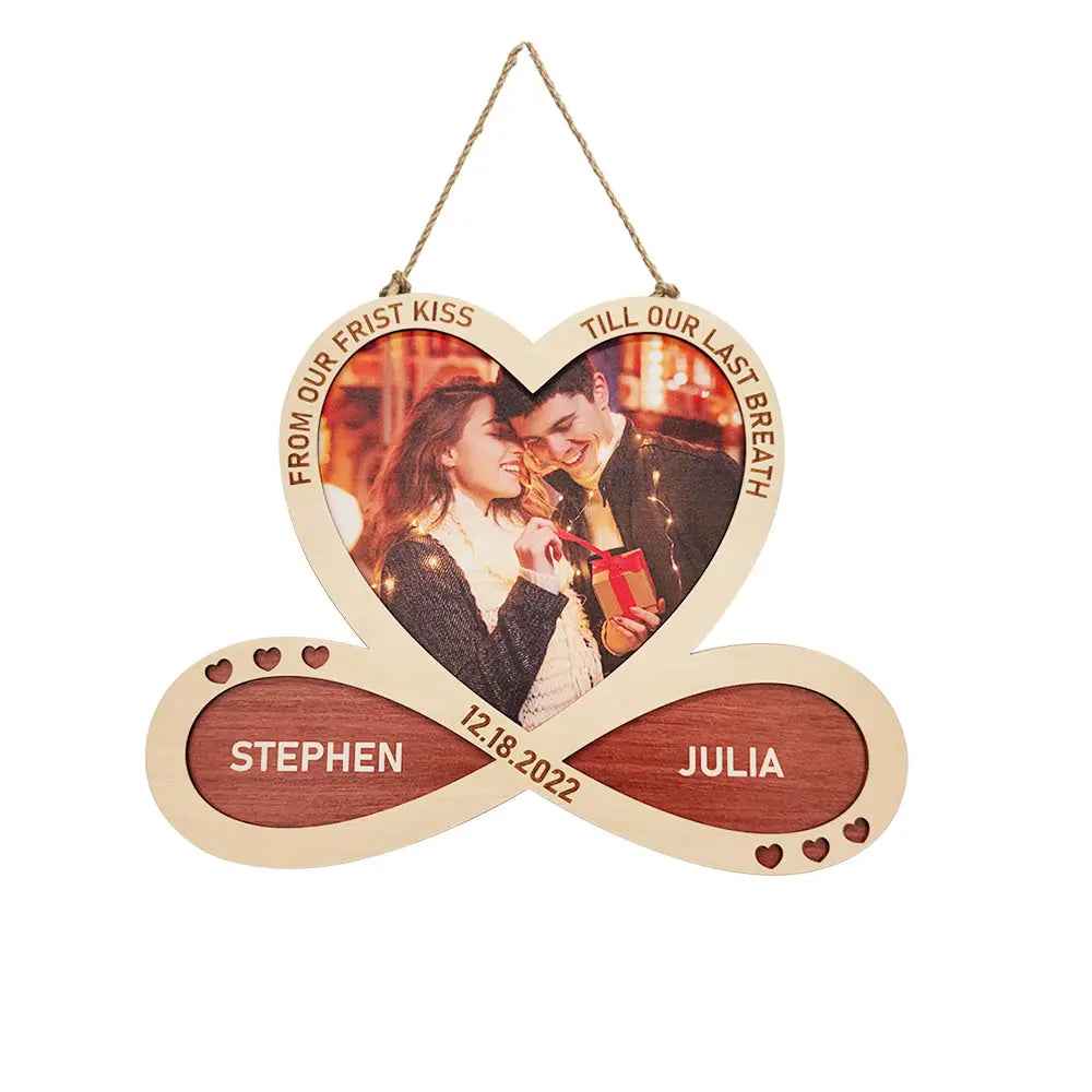 Personalised Heart Infinity Wooden Sign Hanging Wall Decor, Couples Gift, Customised Gift, Valentines Day Gift, Memorial Gift