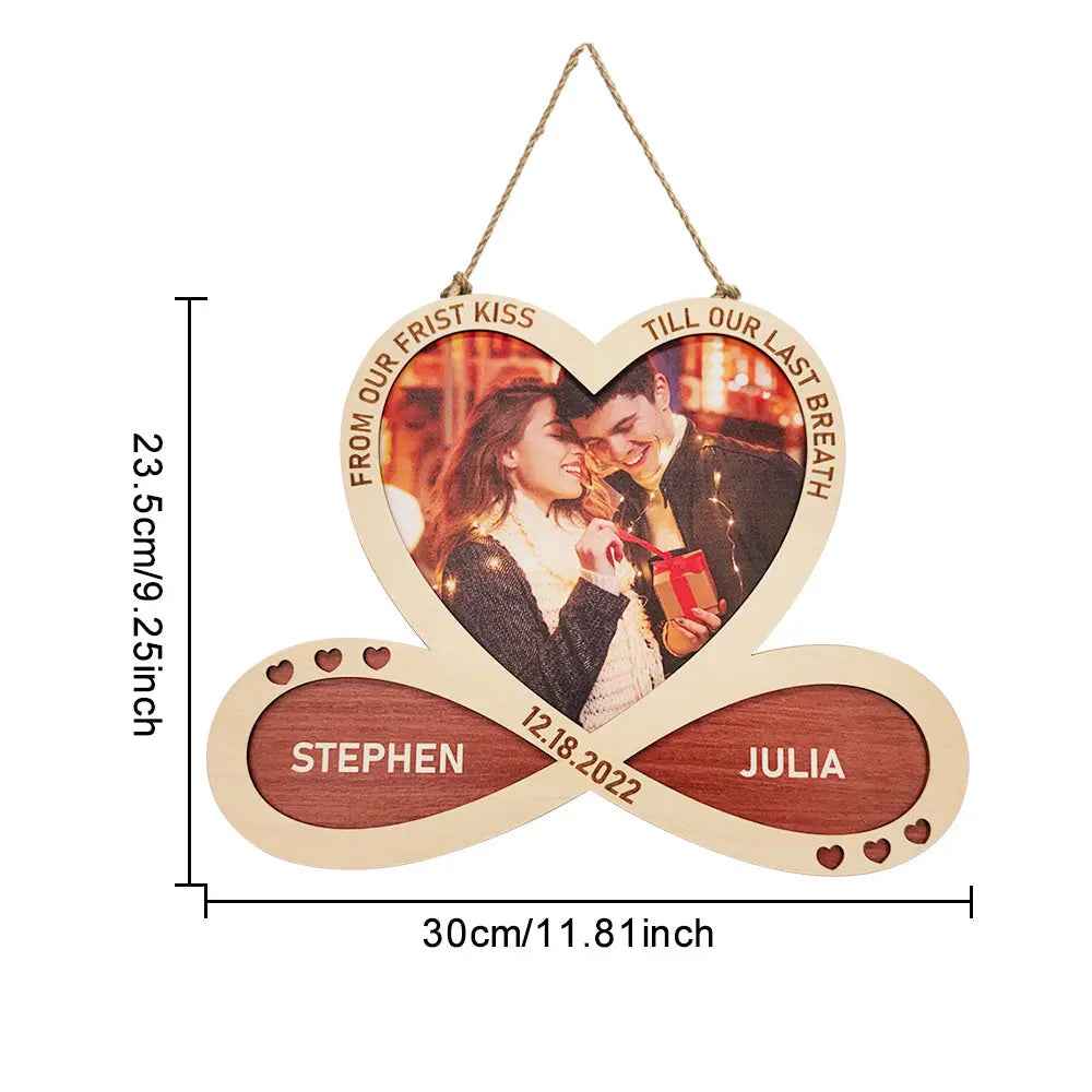 Personalised Heart Infinity Wooden Sign Hanging Wall Decor, Couples Gift, Customised Gift, Valentines Day Gift, Memorial Gift