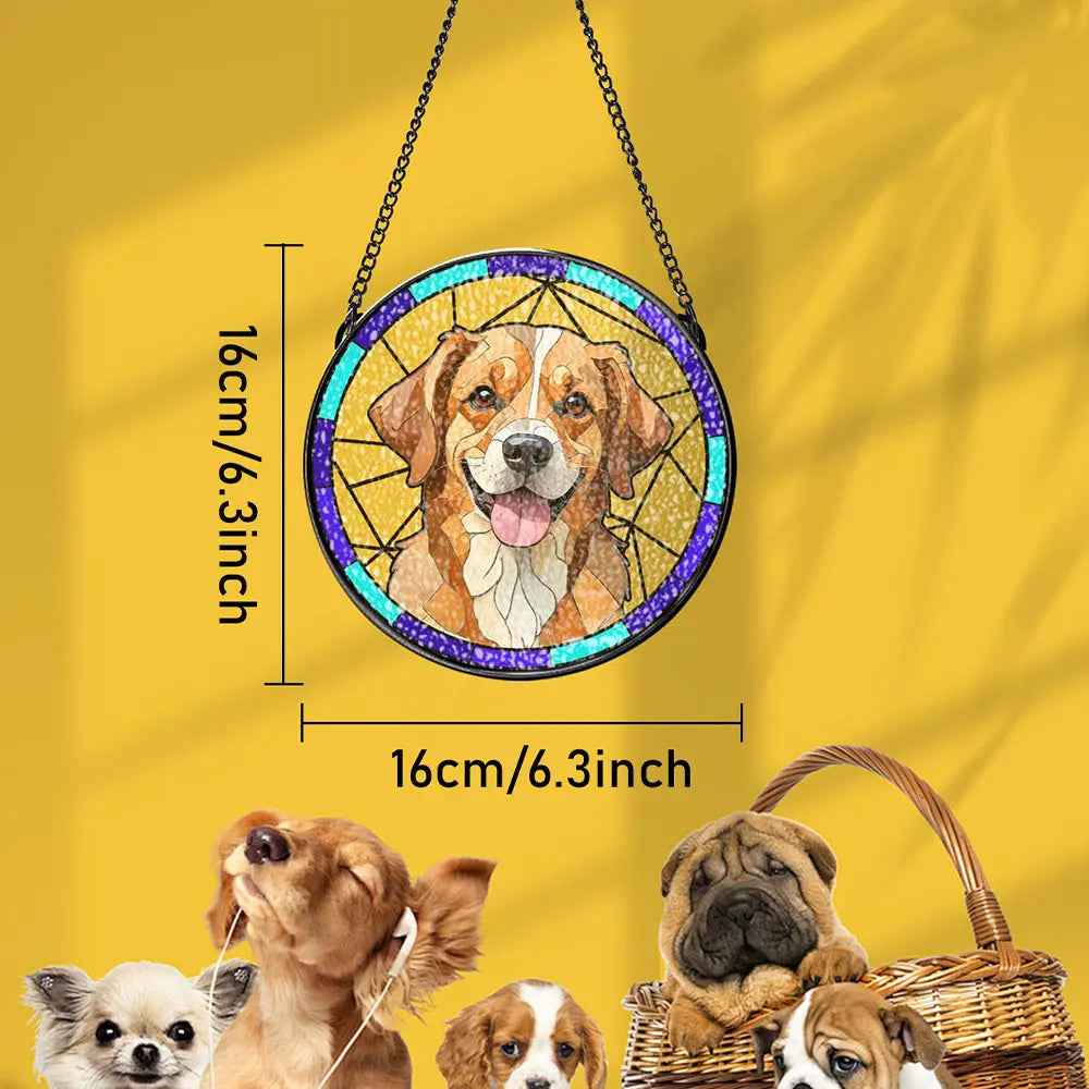 Personalised Pet Portrait Suncatcher - Stained Glass Memorial Gift for Pet Lovers