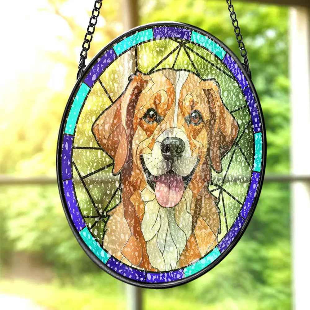 Personalised Pet Portrait Suncatcher - Stained Glass Memorial Gift for Pet Lovers