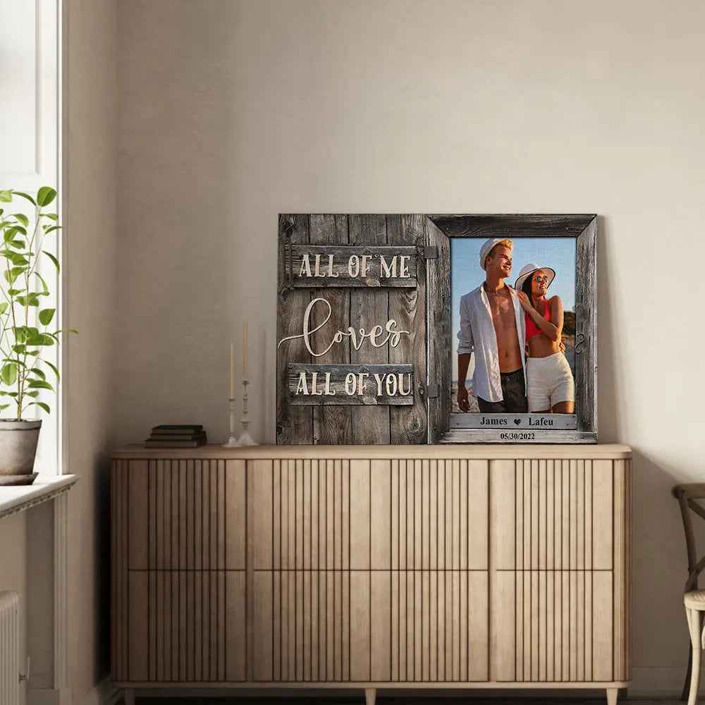 Personalised Photo Canvas Wall Art - 'All of Me Loves All of You' Custom Decor