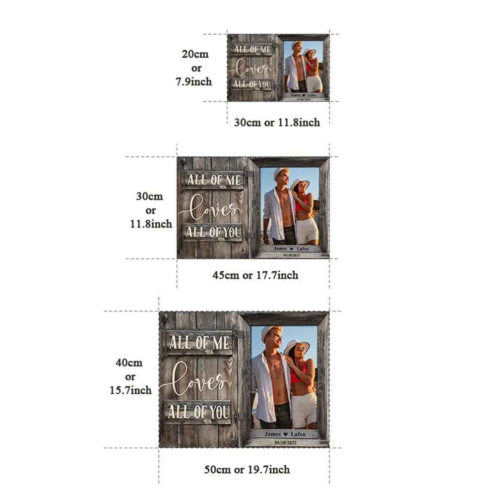 Personalised Photo Canvas Wall Art - 'All of Me Loves All of You' Custom Decor