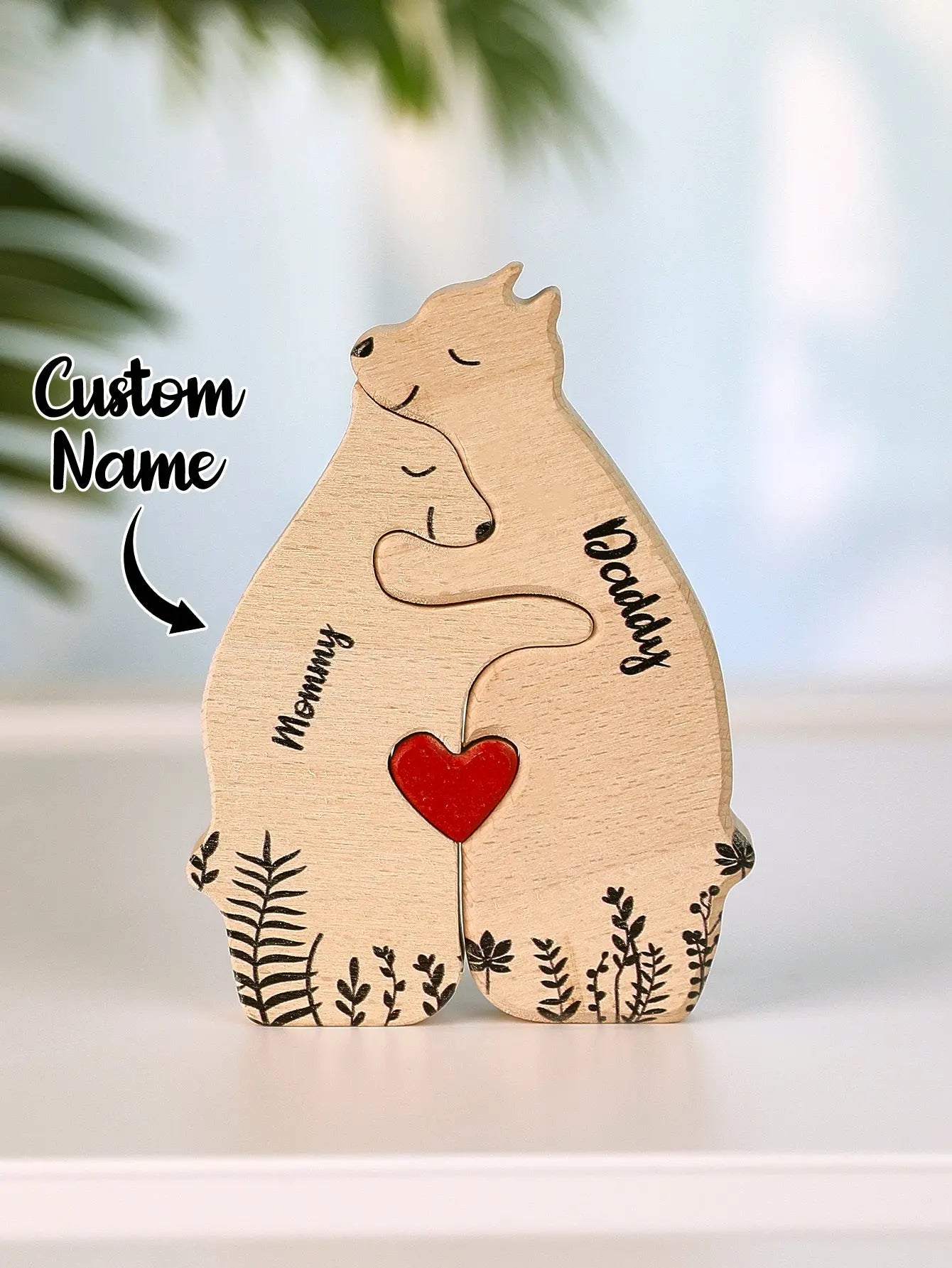 Custom Name Wooden Heart Bear Puzzle, Personalised Family Bear Puzzle, Custom Wooden Bear Puzzle, Family Name Bear Puzzle, Personalised Home Decoration, High-Quality Wooden Puzzle, Customisable Family Name Puzzle, Personalised Gift Bear Puzzle, Stylish Wooden Home Decor, Unique Custom Bear Puzzle, Personalised gifts for family, Custom family bear puzzles