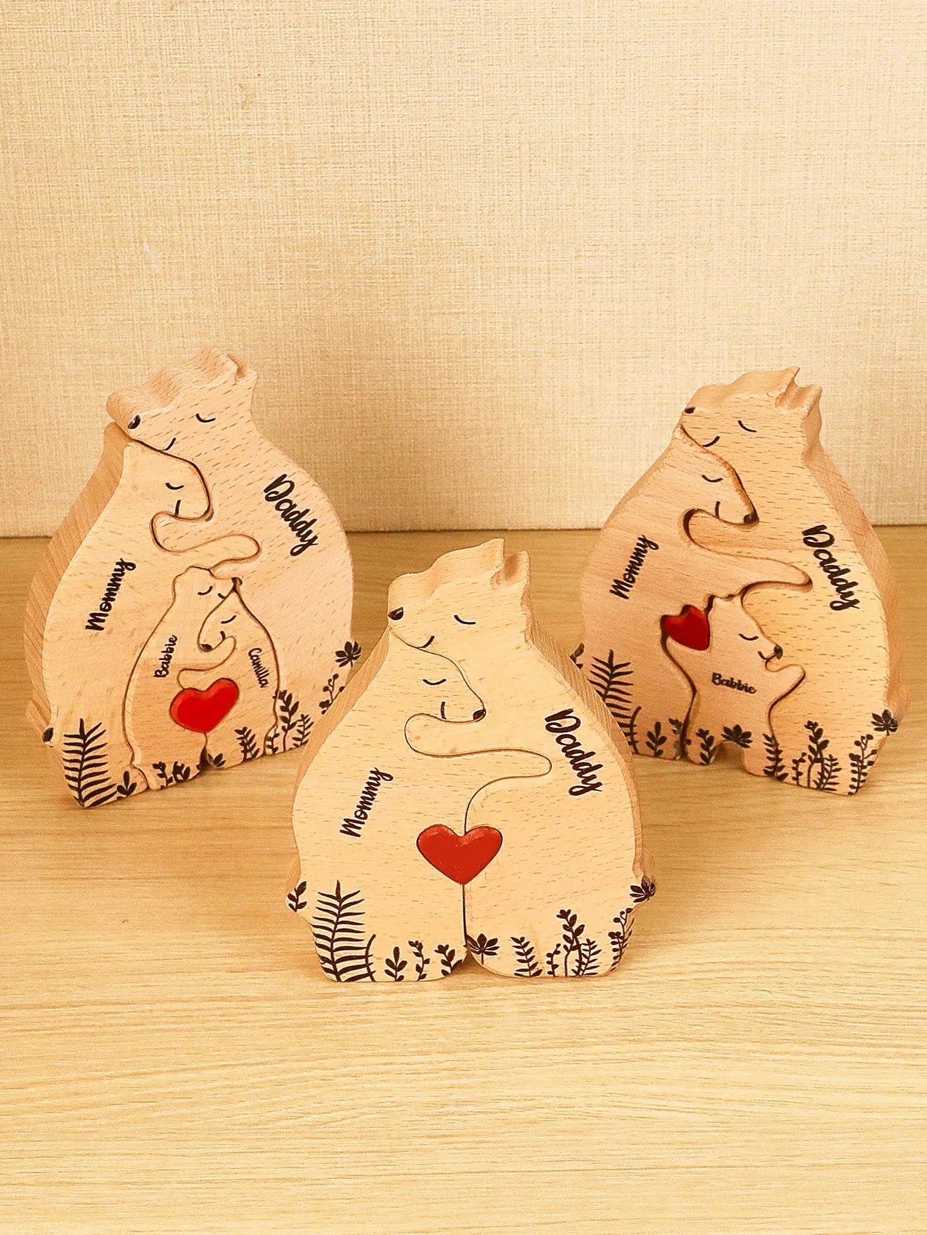 Custom Name Wooden Heart Bear Puzzle, Personalised Family Bear Puzzle, Custom Wooden Bear Puzzle, Family Name Bear Puzzle, Personalised Home Decoration, High-Quality Wooden Puzzle, Customisable Family Name Puzzle, Personalised Gift Bear Puzzle, Stylish Wooden Home Decor, Unique Custom Bear Puzzle, Personalised gifts for family, Custom family bear puzzles