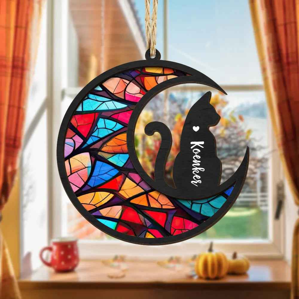 Unique Cat Memorial Suncatcher - Custom Pet Ornament for Pet Lovers, Pet Sympathy Gift