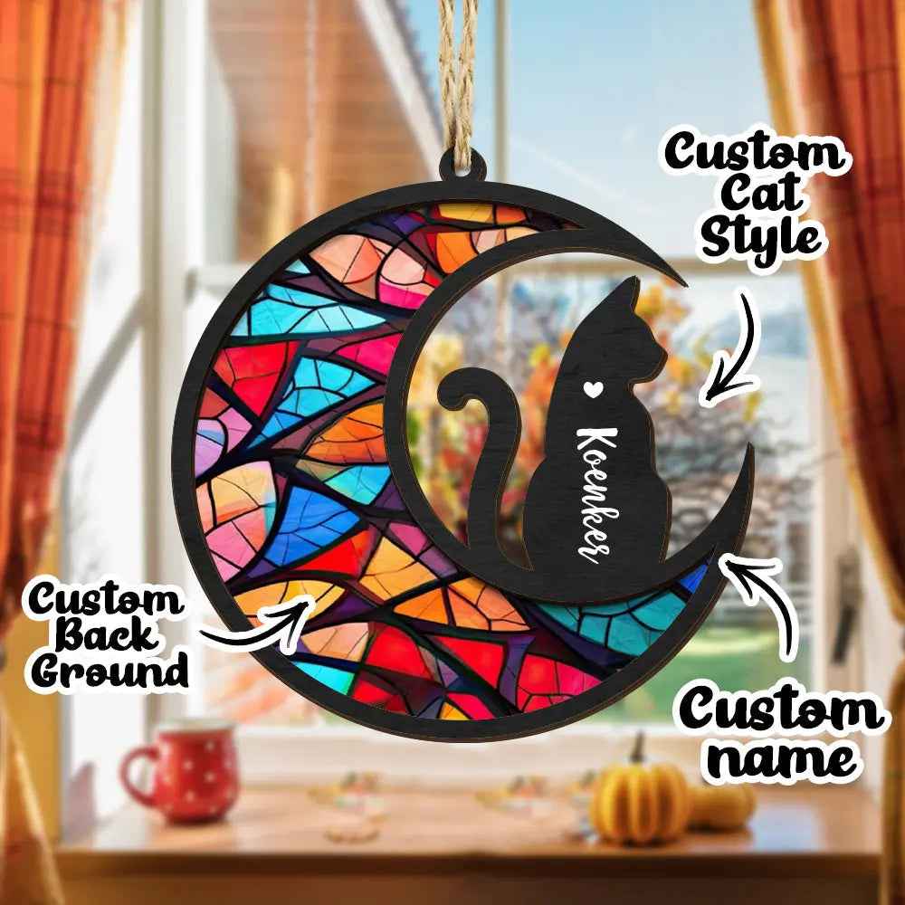 Unique Cat Memorial Suncatcher - Custom Pet Ornament for Pet Lovers, Pet Sympathy Gift