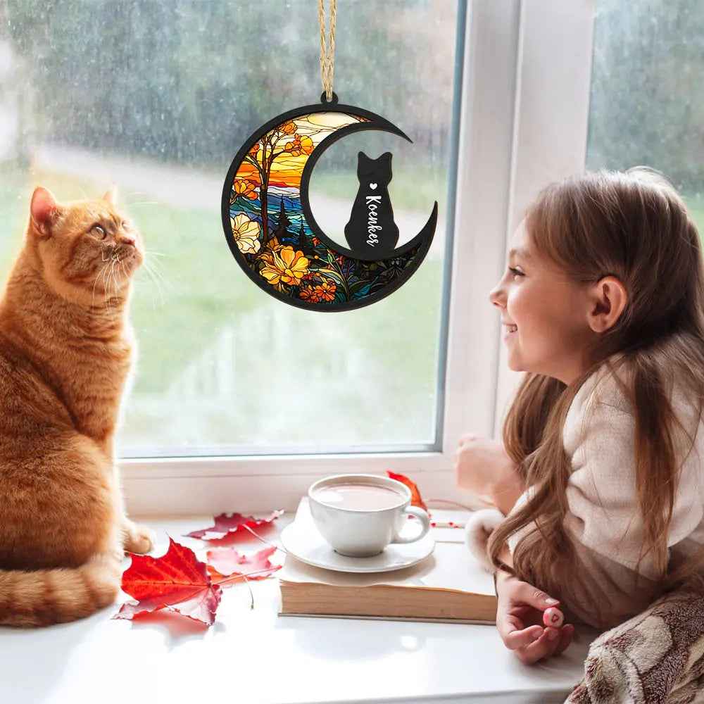 Unique Cat Memorial Suncatcher - Custom Pet Ornament for Pet Lovers, Pet Sympathy Gift