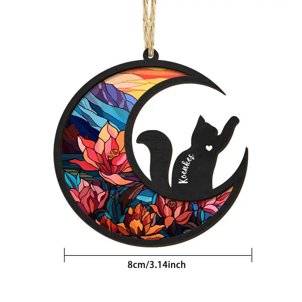 Unique Cat Memorial Suncatcher - Custom Pet Ornament for Pet Lovers, Pet Sympathy Gift