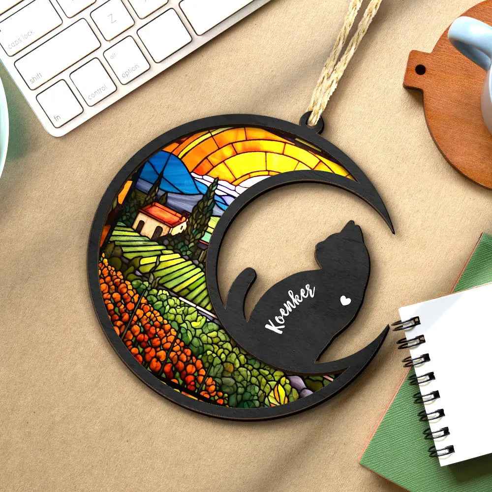 Unique Cat Memorial Suncatcher - Custom Pet Ornament for Pet Lovers, Pet Sympathy Gift