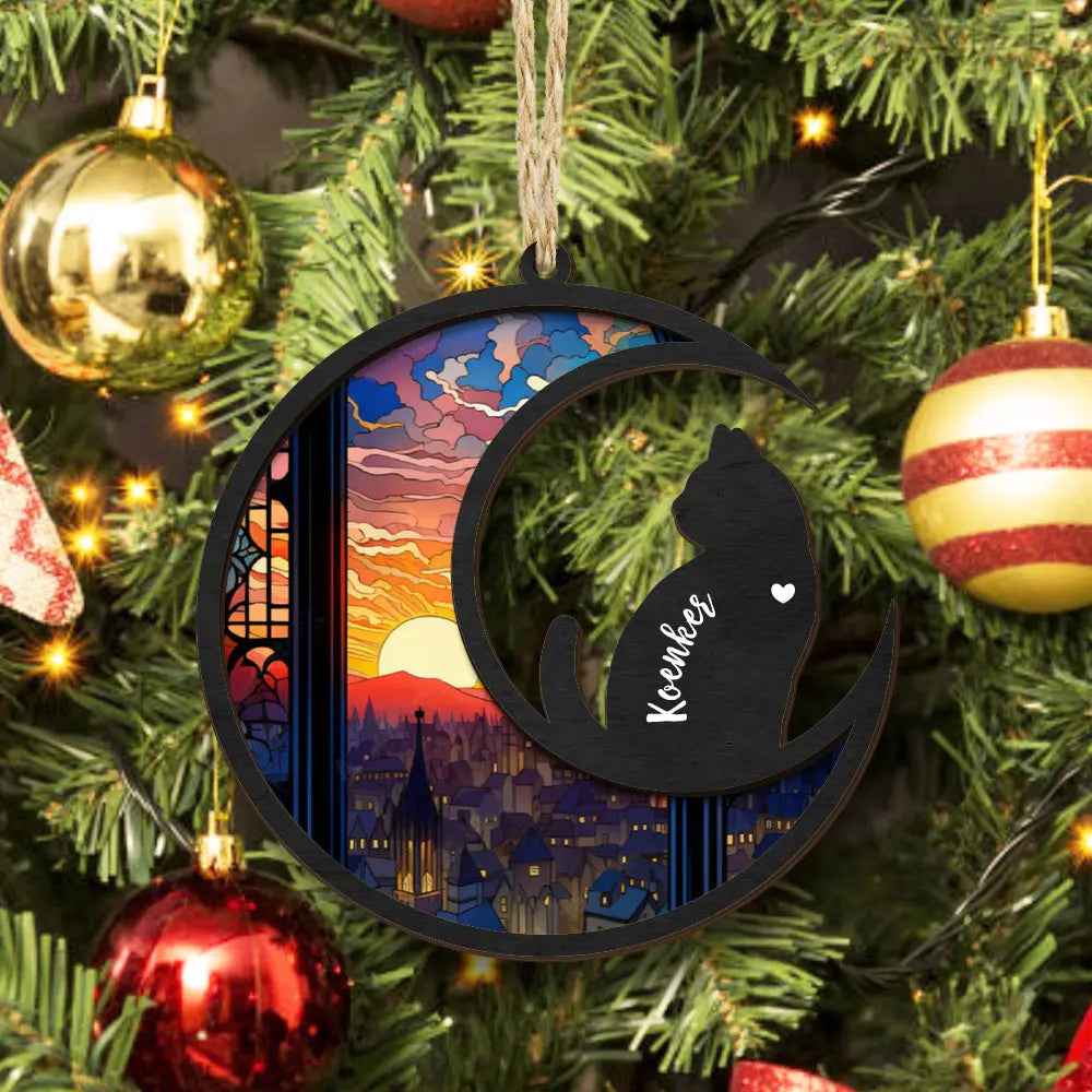Unique Cat Memorial Suncatcher - Custom Pet Ornament for Pet Lovers, Pet Sympathy Gift
