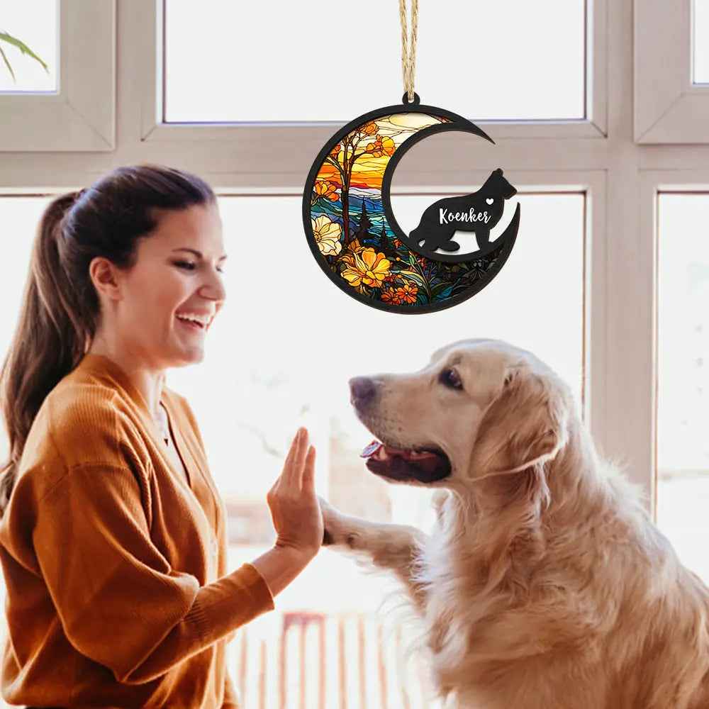 Custom Dog Memorial Ornament - Customised Pet Sun Catcher Gift - Personalised Pet Loss Sympathy Gift