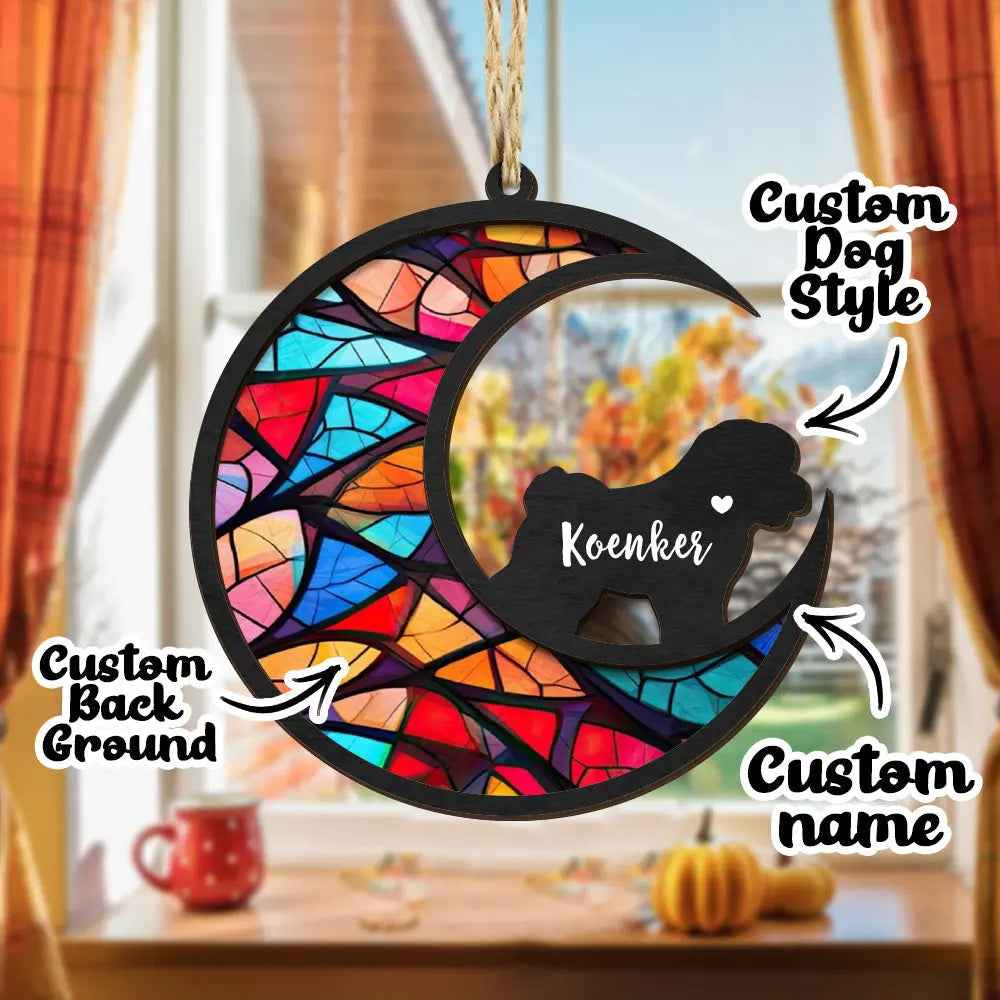 Custom Dog Memorial Ornament - Customised Pet Sun Catcher Gift - Personalised Pet Loss Sympathy Gift