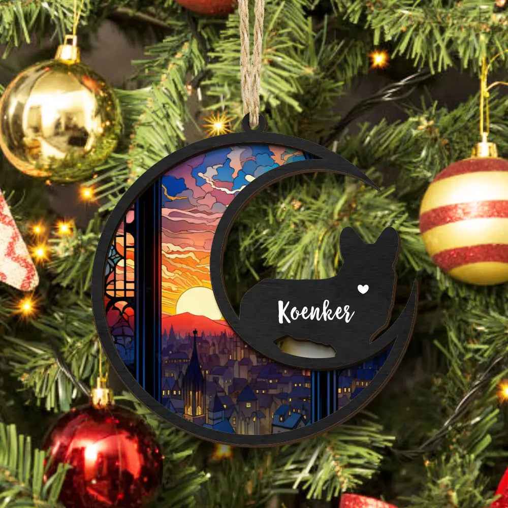 Custom Dog Memorial Ornament - Customised Pet Sun Catcher Gift - Personalised Pet Loss Sympathy Gift