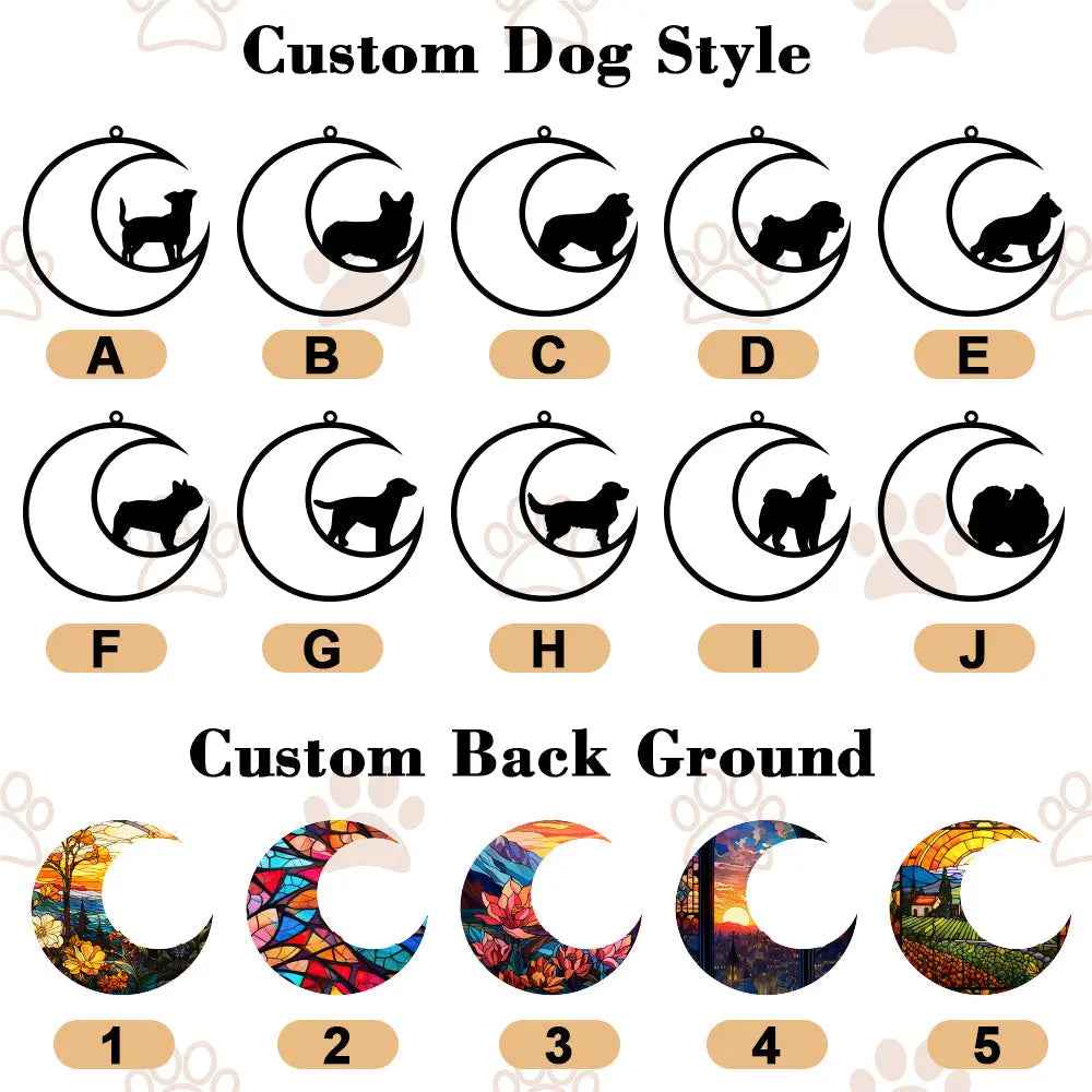Custom Dog Memorial Ornament - Customised Pet Sun Catcher Gift - Personalised Pet Loss Sympathy Gift