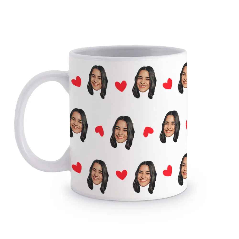 Custom Face Mug with Heart Design - Personalised Coffee Mug Gift - Unique Gift
