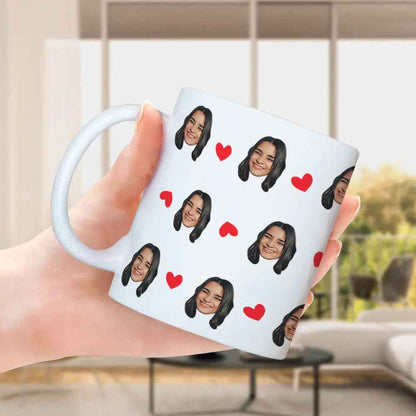 Custom Face Mug with Heart Design - Personalised Coffee Mug Gift - Unique Gift