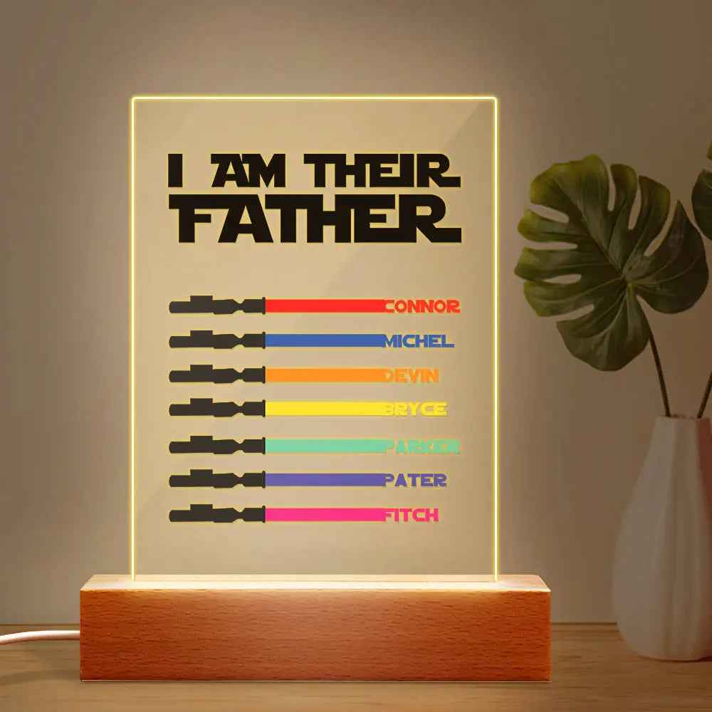 Custom I Am Their Father Night Light - Personalised Lightsaber Acrylic Night Light Plaque
