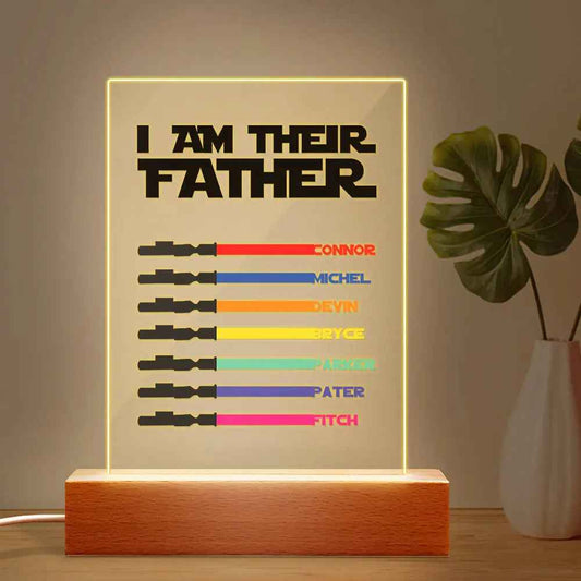 Custom I Am Their Father Night Light - Personalised Lightsaber Acrylic Night Light Plaque