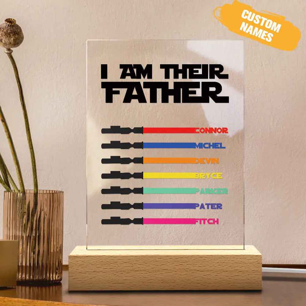Custom I Am Their Father Night Light - Personalised Lightsaber Acrylic Night Light Plaque
