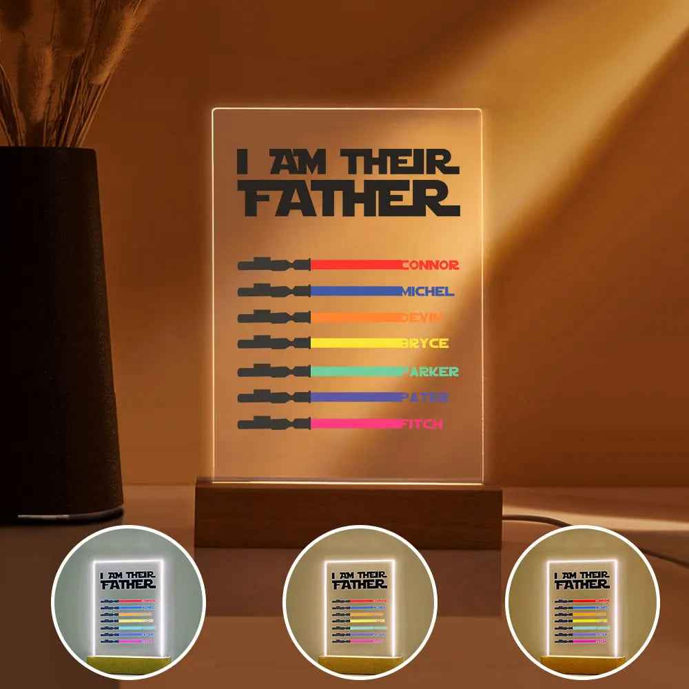 Custom I Am Their Father Night Light - Personalised Lightsaber Acrylic Night Light Plaque