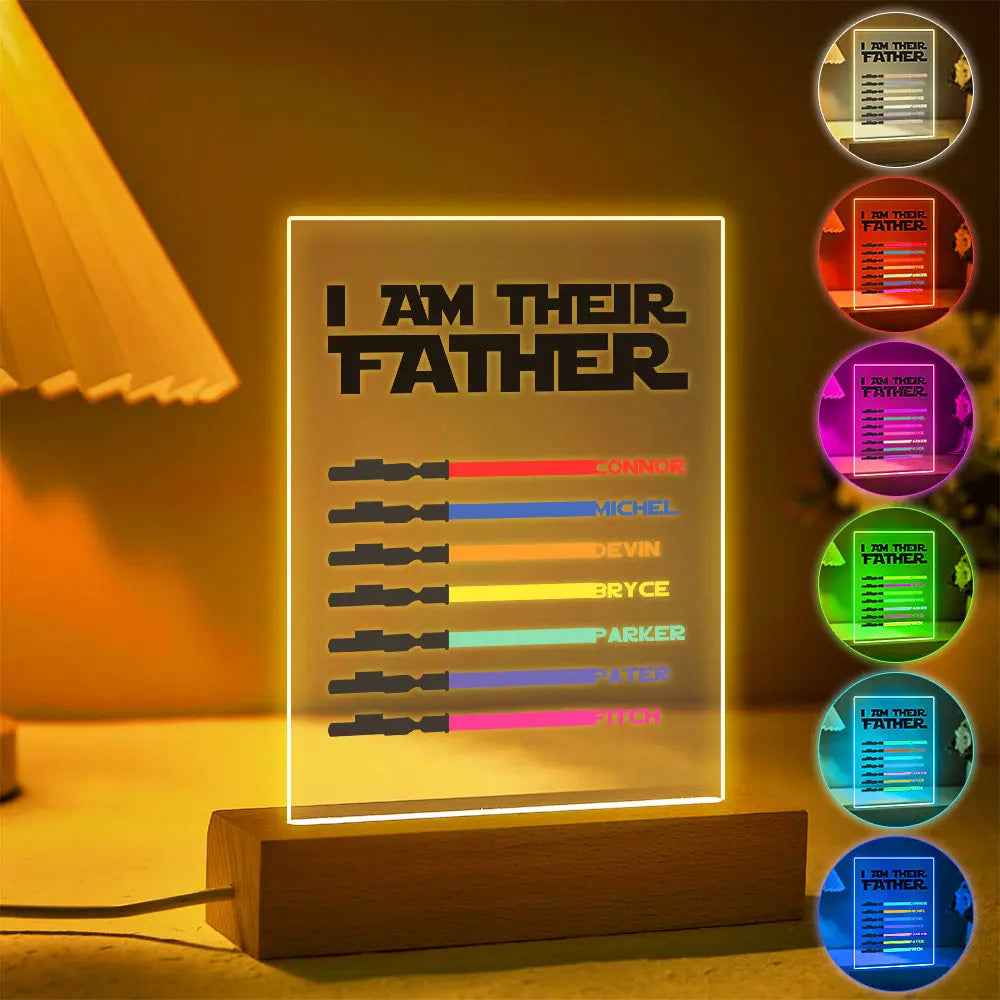 Custom I Am Their Father Night Light - Personalised Lightsaber Acrylic Night Light Plaque