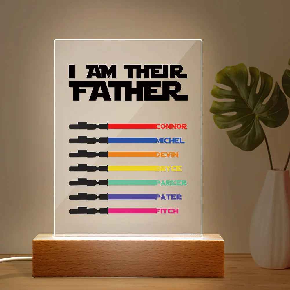 Custom I Am Their Father Night Light - Personalised Lightsaber Acrylic Night Light Plaque