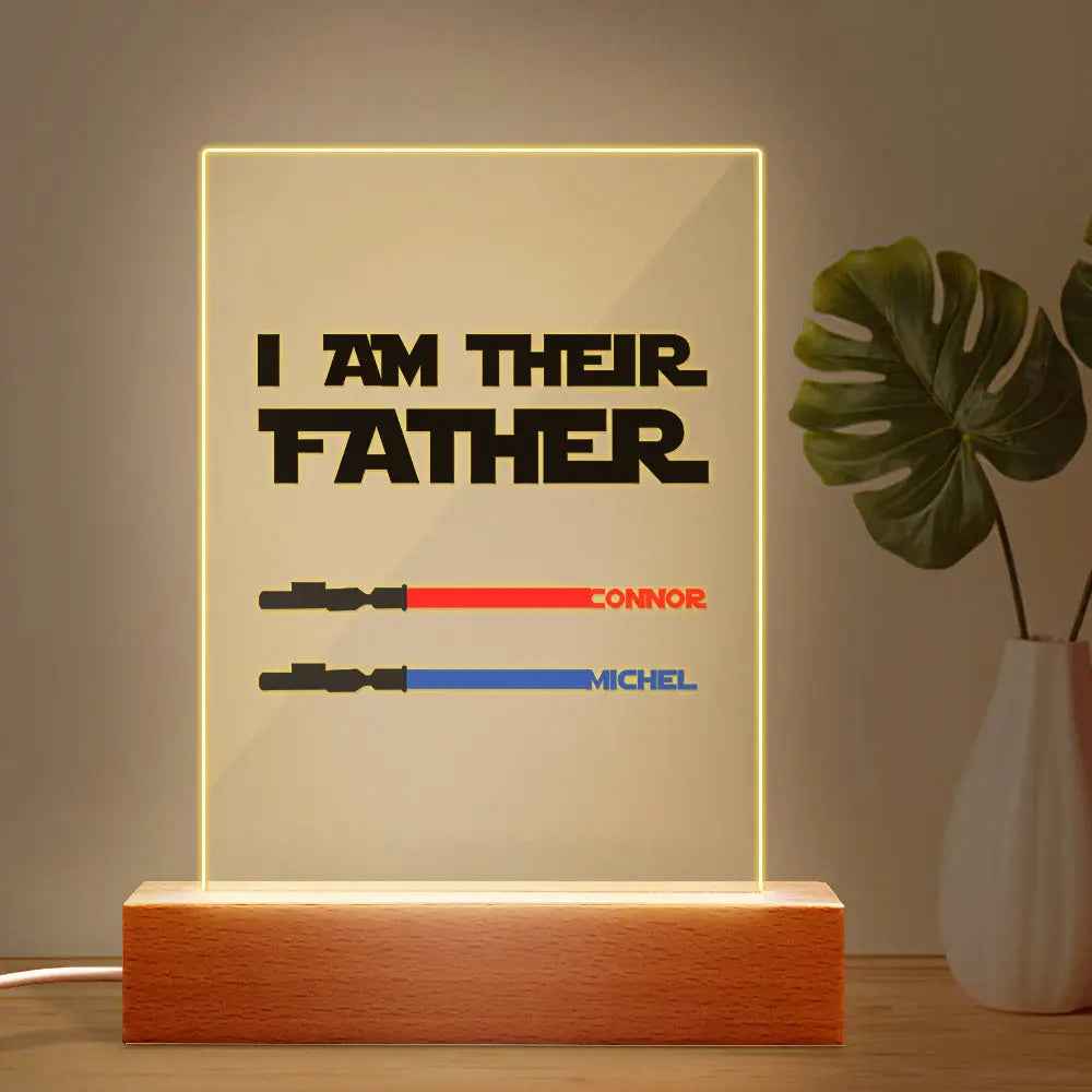 Custom I Am Their Father Night Light - Personalised Lightsaber Acrylic Night Light Plaque