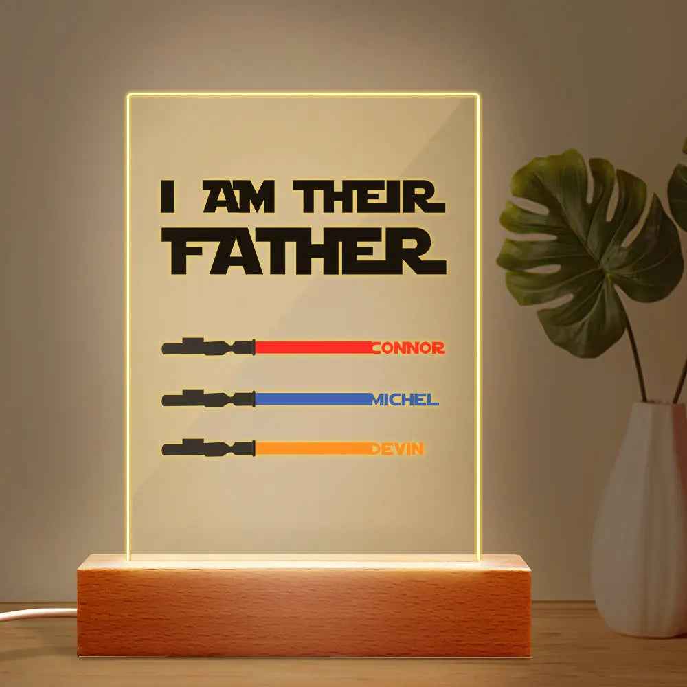 Custom I Am Their Father Night Light - Personalised Lightsaber Acrylic Night Light Plaque