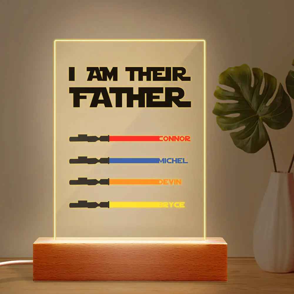 Custom I Am Their Father Night Light - Personalised Lightsaber Acrylic Night Light Plaque