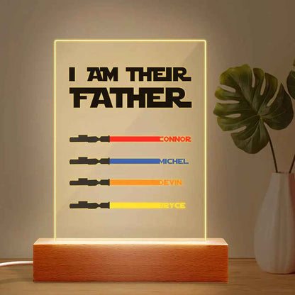 Custom I Am Their Father Night Light - Personalised Lightsaber Acrylic Night Light Plaque