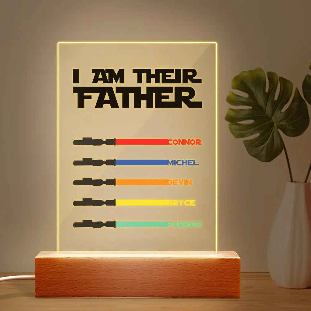 Custom I Am Their Father Night Light - Personalised Lightsaber Acrylic Night Light Plaque