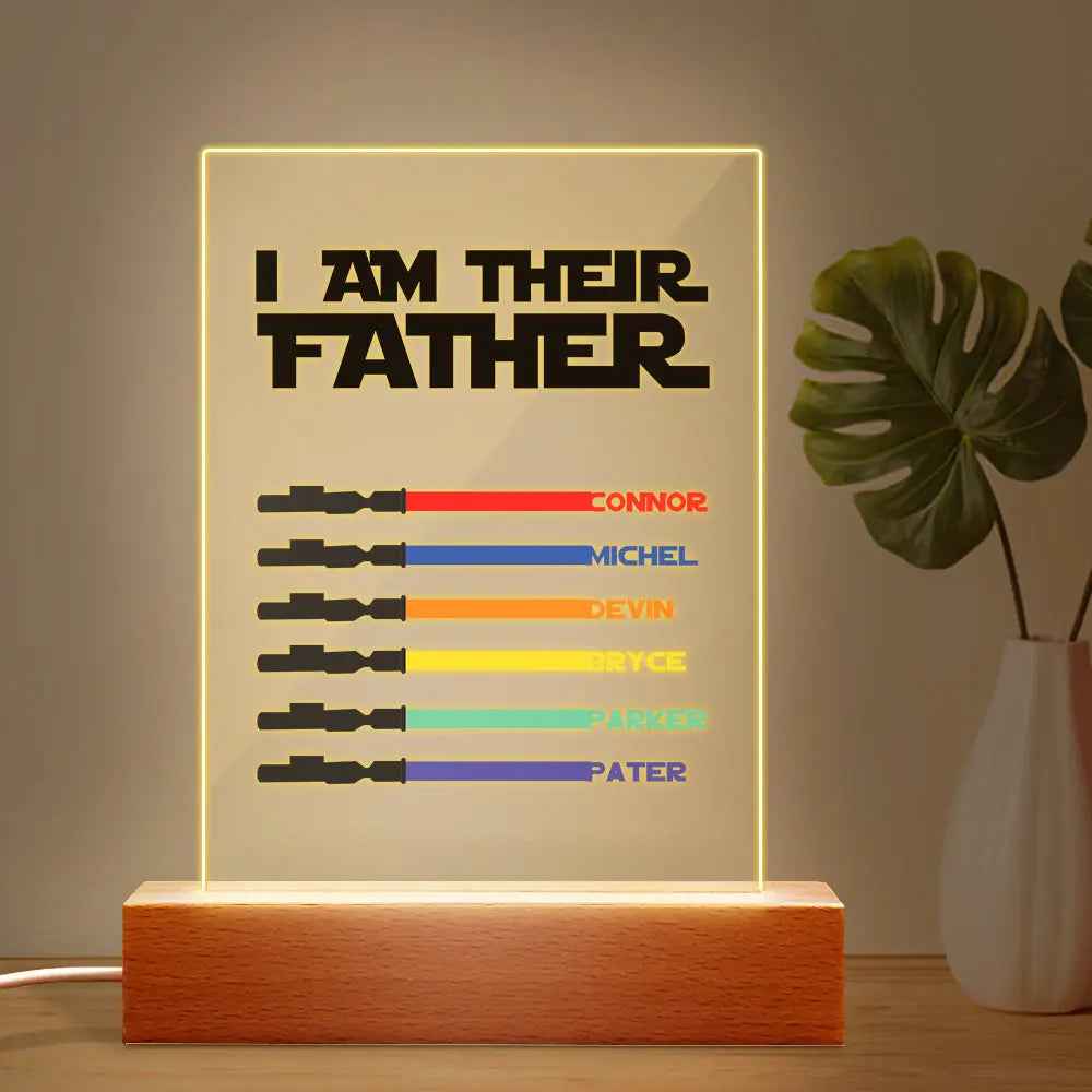 Custom I Am Their Father Night Light - Personalised Lightsaber Acrylic Night Light Plaque