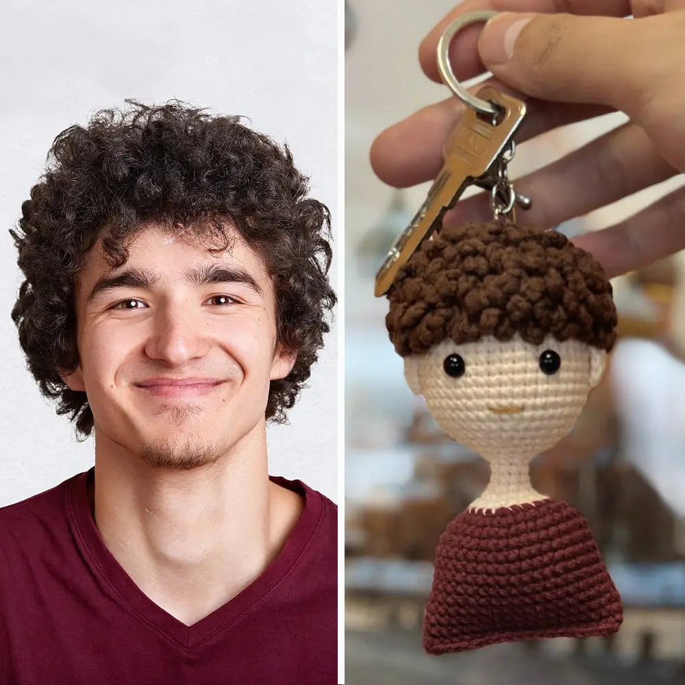 Kids Photo Crochet Keyring, Personalised Pet Keyring, Custom Photo Keyring, Personalised Plush Figure Keyring, Personalised Keyring, Custom Photo Gift, Custom Crochet Keychain, Personalised Doll Gift, Handwoven Keepsakes, Unique Handmade Gifts, Bespoke Mini Doll Keychains
