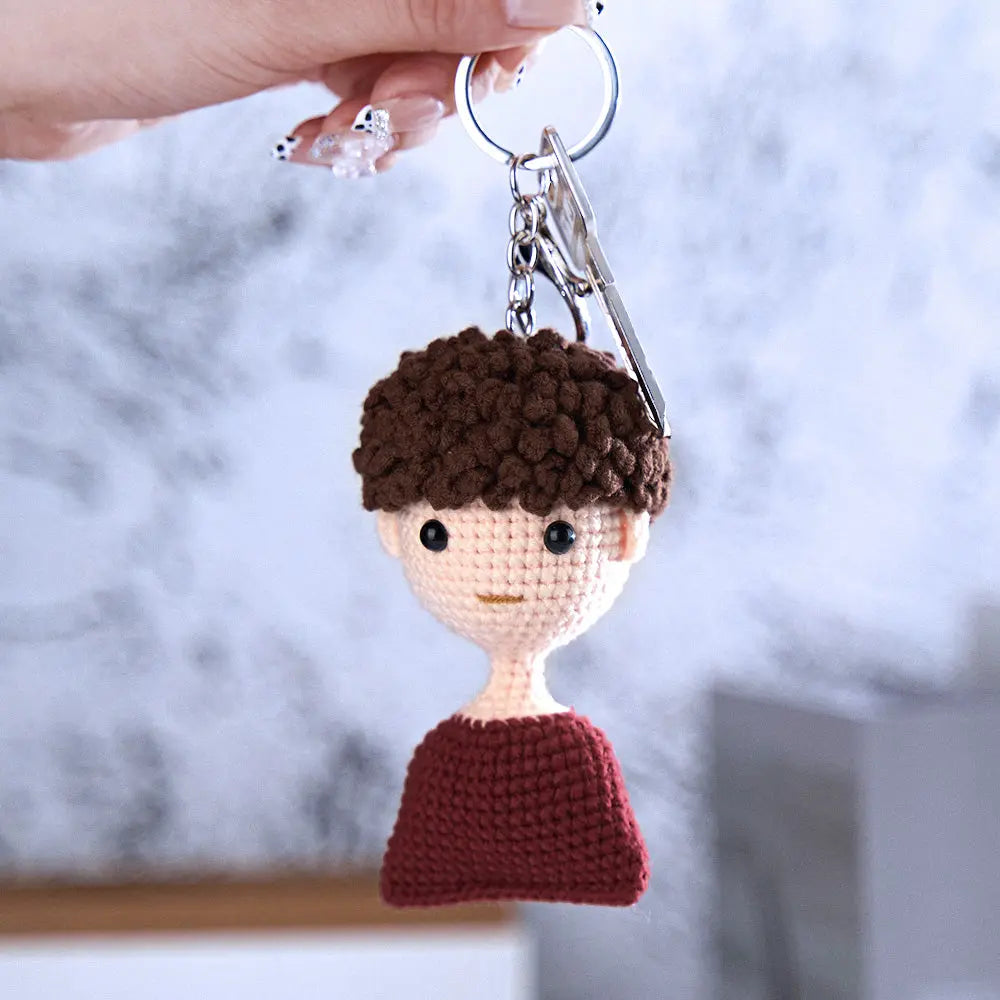 Custom Mini Me Crochet Keychain, Personalised Crochet Doll Keychain, Custom Photo Keychain Gift, Soft Keychain Charm, Pet Keychain, Mini Me Keepsake, Unique Gift For Couples, Kids Photo Crochet Keychain, Quirky Gifts, Custom Bag Charm, Mini Me Crochet Keyring