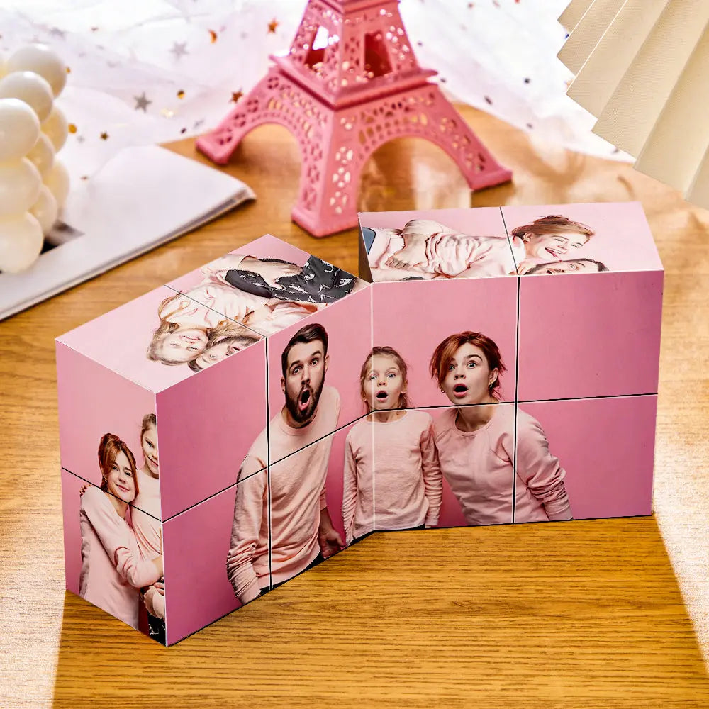 Personalised gifts for family and friends, Custom photo cubes, Unique gift ideas with custom photos, Trending personalised photo frames, Popular custom multiphoto displays, Personalised wooden photo frame cube for special occasions, Unique custom photo cube for holiday decor, High-quality folding wooden photo cube, Customisable magic photo cube for gifts
