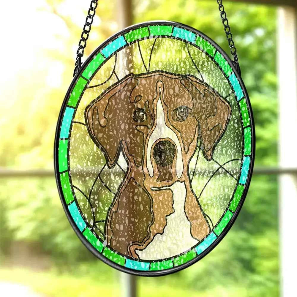 Custom Pet Portrait Art Sun Catcher Stained Glass Ornament - Pet Memorial Gifts for Pet Lovers