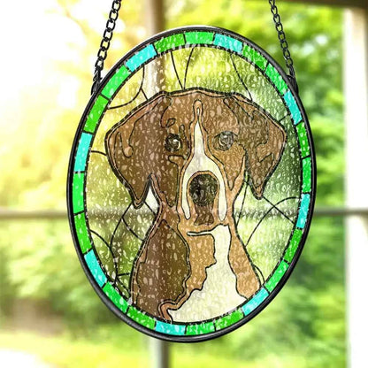 Custom Pet Portrait Art Sun Catcher Stained Glass Ornament - Pet Memorial Gifts for Pet Lovers