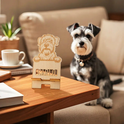 Personalised Pet Portrait Phone Stand. Custom Engraved Wooden Phone Holder, Unique Pet Lover Gift, Customisable Wooden Phone Stand, High-Quality Pet Portrait Stand, Personalised Gift for Pet Lovers, Custom Phone Stand for Home Decor, Stylish Personalised Phone Holder, Unique Custom Phone Stand Design, Customisable Pet Portrait Phone Stand, Personalised gifts for pet lovers