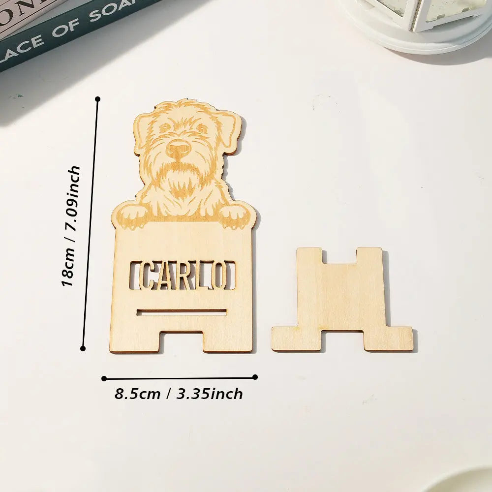 Custom pet photo phone stands, Unique gift ideas with custom phone holders, Trending personalised phone stands, Popular custom engraved pet portrait phone stands, Personalised custom engraved pet portrait wooden phone stand, Custom phone holder for pet lovers, Unique personalised gift phone stand with pet portraits, High-quality custom wooden phone stand for home decor, Customisable phone stand for birthdays and holidays