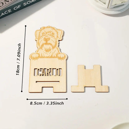 Custom pet photo phone stands, Unique gift ideas with custom phone holders, Trending personalised phone stands, Popular custom engraved pet portrait phone stands, Personalised custom engraved pet portrait wooden phone stand, Custom phone holder for pet lovers, Unique personalised gift phone stand with pet portraits, High-quality custom wooden phone stand for home decor, Customisable phone stand for birthdays and holidays