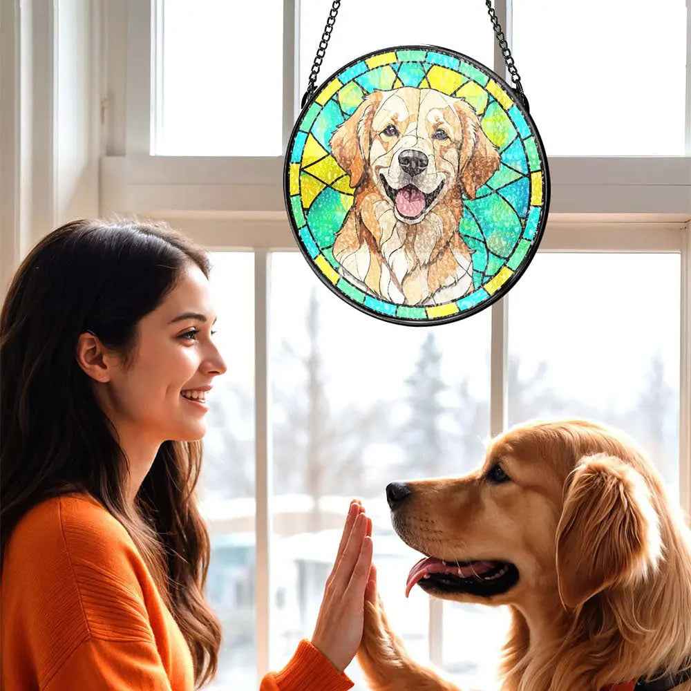 Custom Pet Stained Glass Suncatcher Pet Ornament - Remembrance Gifts for Pet Lovers