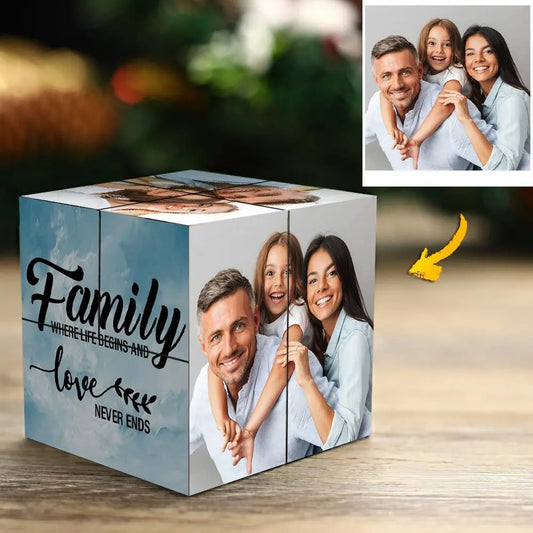 Custom Photo Cube Photo Frame | Unique Multi-Photo Gift | Interactive Memory Display | Personalised Family Photo Cube
