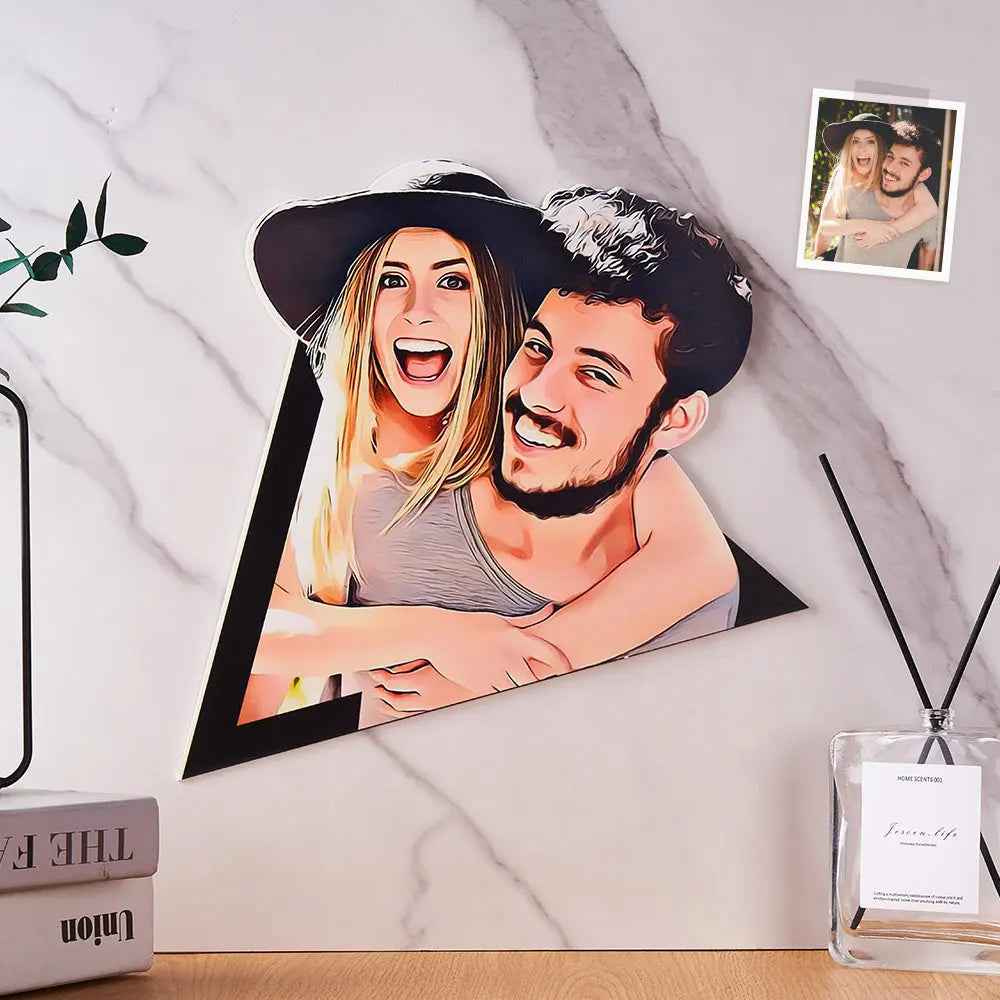 Custom Photo Wall Art Cartoon Couple Wooden Decoration Gifts Personalised Wall Art Unique Gift