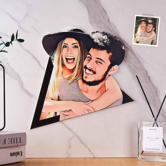 Custom Photo Wall Art Cartoon Couple Wooden Decoration Gifts Personalised Wall Art Unique Gift