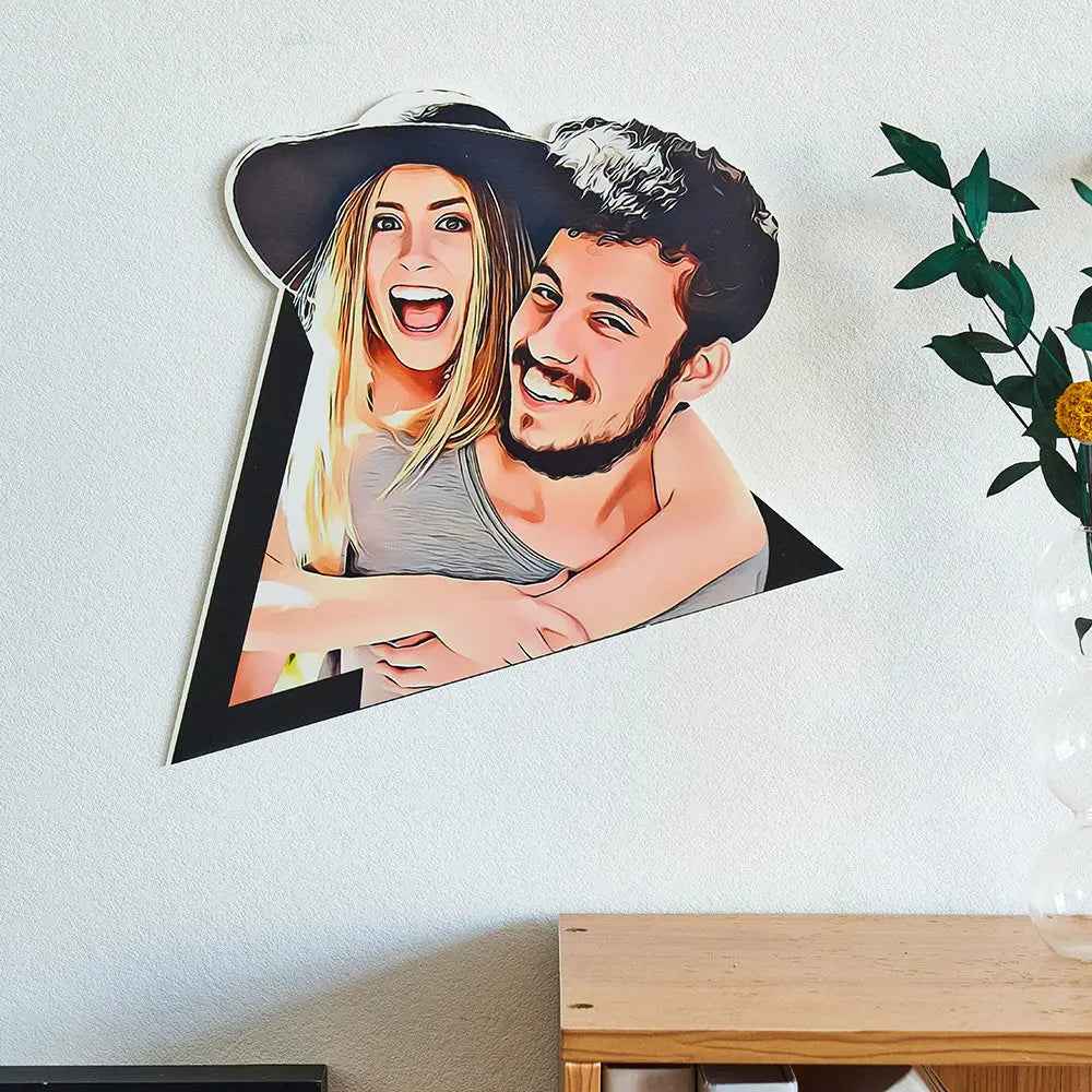 Custom Photo Wall Art Cartoon Couple Wooden Decoration Gifts Personalised Wall Art Unique Gift