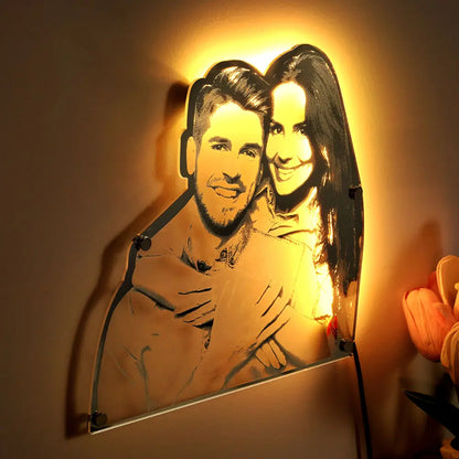 Personalised Portrait Mirror Light, Custom Light-Up Wall Decor, Unique Acrylic Mirror Wall Light, Customised Portrait Wall Art, LED Mirror Light Gift for Home, Custom Acrylic Engraved Mirror Light, Personalised Wall Decor with Lighting, Stylish Custom Portrait Light, Personalised portrait mirror light for weddings, Custom LED wall decor gift for anniversaries