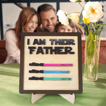 Custom Wooden Lightsaber Plaque - Personalised I Am Their Father Sign - Gifts for Dad